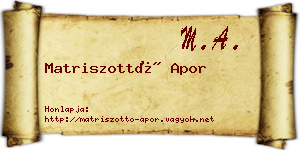 Matriszottó Apor névjegykártya